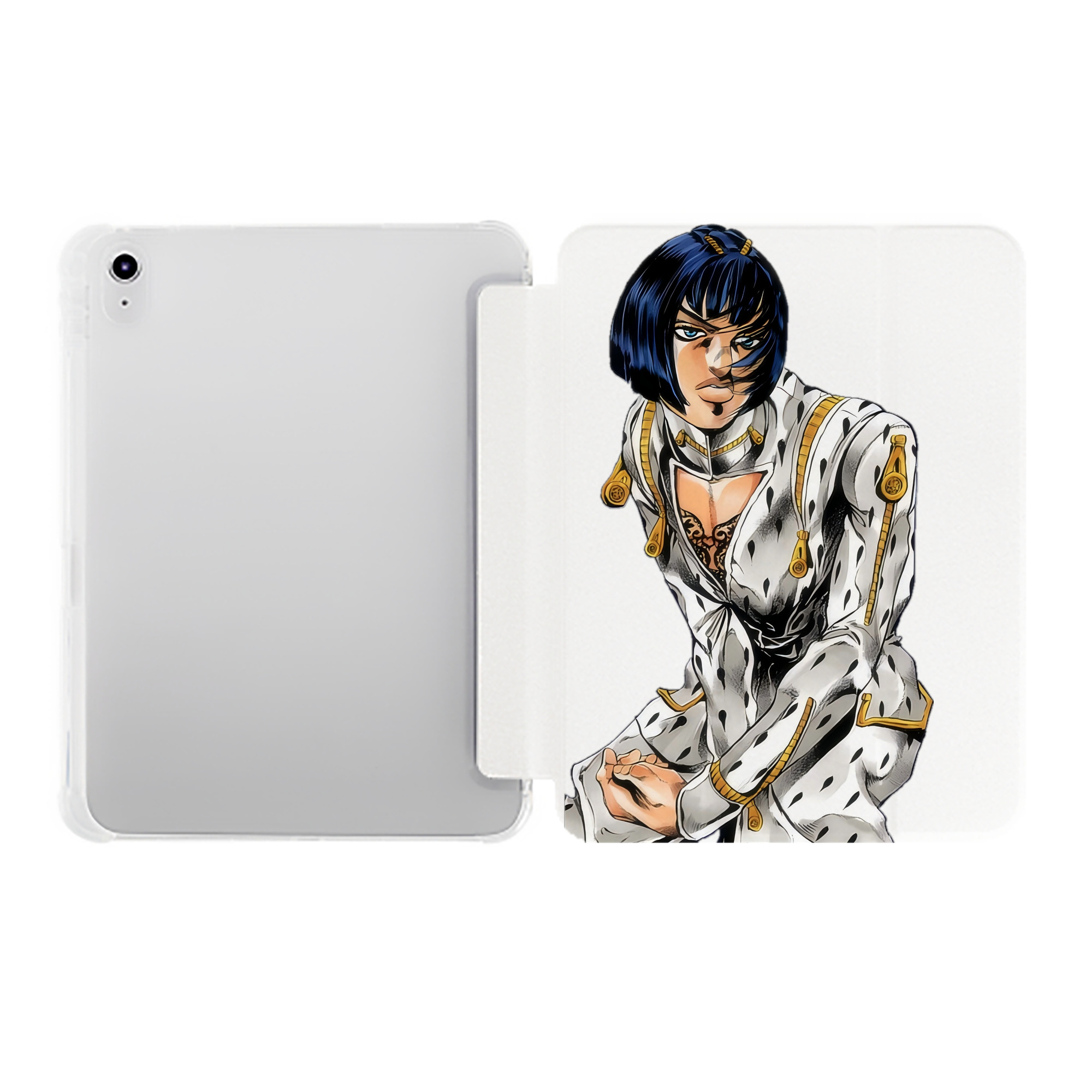 （画像用） ジョジョの奇妙な冒険 ブローノ?ブチャラティ JoJo's Bizarre Adventure Bruno Bucciarati IPad ケース ペン収納付き 三つ折りスタンド PUレザー×シリコン 対応機種9.5/10.5/10.9インチ